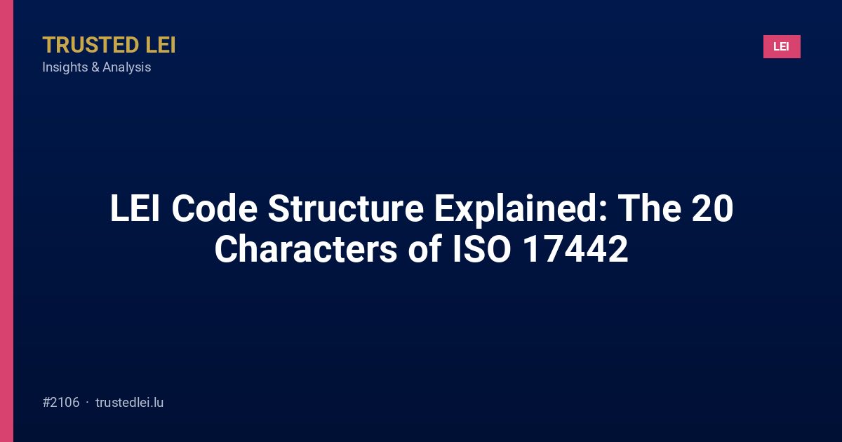 LEI Code Structure Explained: The 20 Characters of ISO 17442