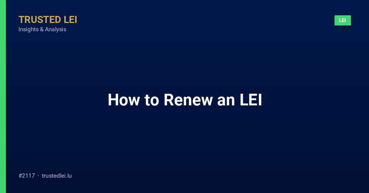 How to Renew an LEI